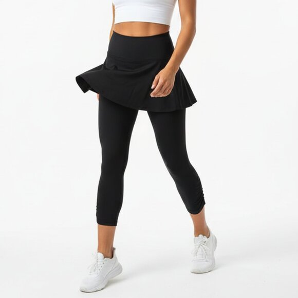 Athleta Black Skirted Leggings Athletic Pants S - Picture 1 of 5